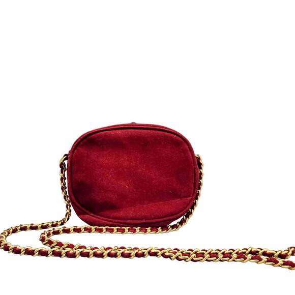 Lord & Taylor Red Velvet Gold Chain/Fabric Shoulder-Strap Great Christmas Purse - Picture 2 of 7